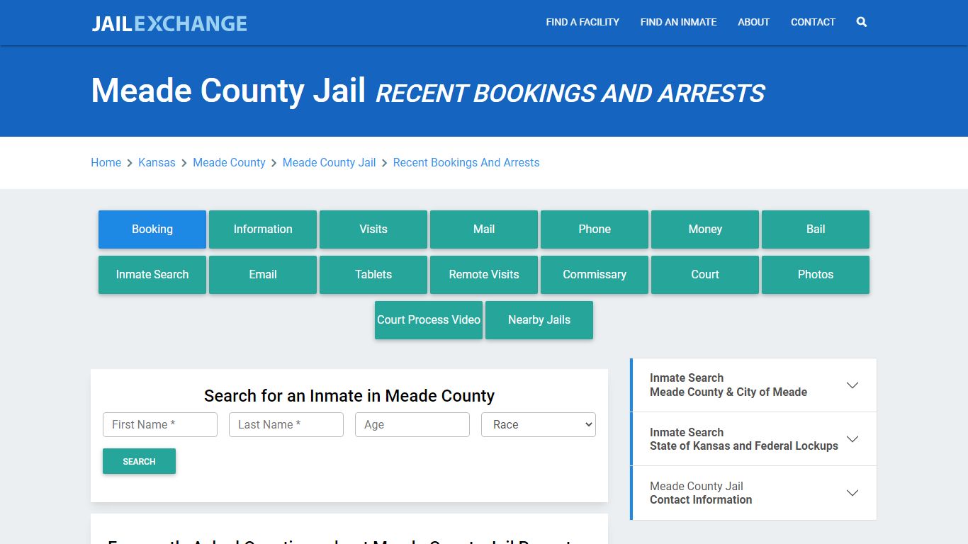 Meade County Jail KS Recent Arrests and Bookings - Jail Exchange