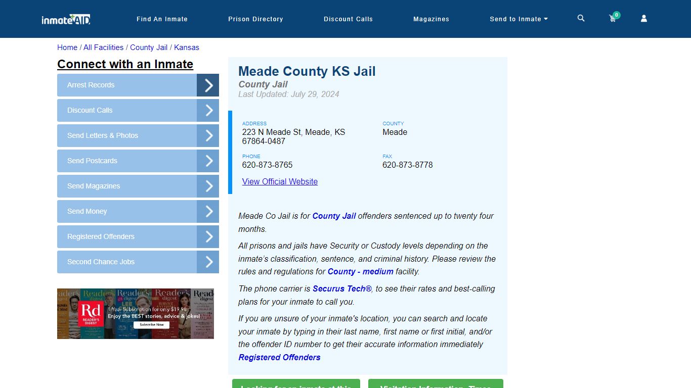 Meade County KS Jail - Inmate Locator