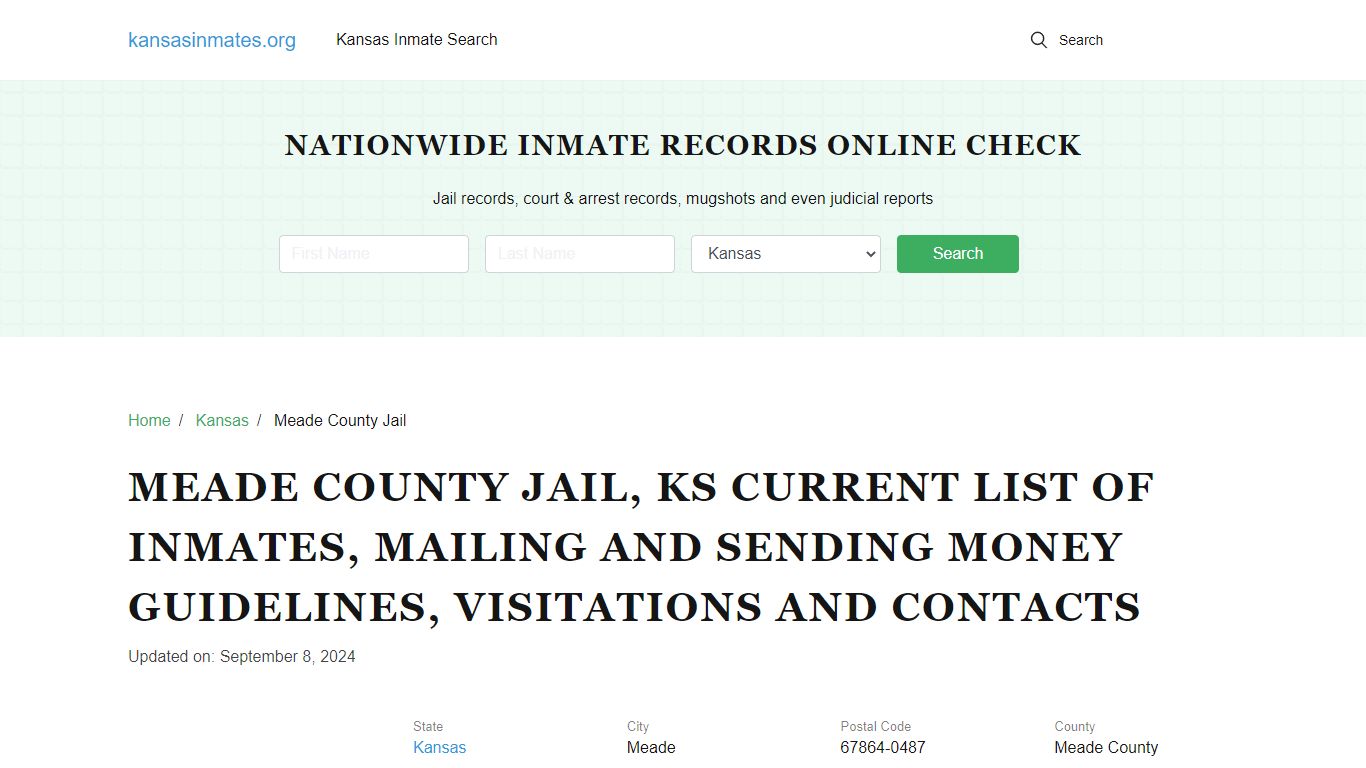 Meade County Jail, KS: Offender Locator, Visitation & Contact Info